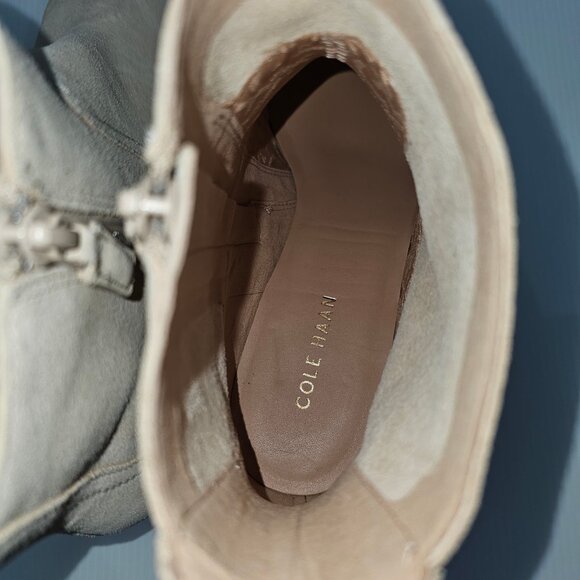 Cole Haan Naia Ankle Bootie Womens 9 Light Beige Suede Western Cowgirl NEW - Picture 11 of 14